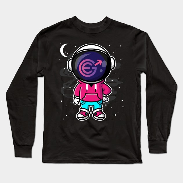 Hiphop Astronaut Evergrow Crypto EGC Coin To The Moon Crypto Token Cryptocurrency Wallet Birthday Gift For Men Women Kids Long Sleeve T-Shirt by Thingking About